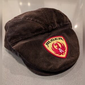 Vintage Ruger Men's Brown Corduroy Cap with Embroidered Crest
